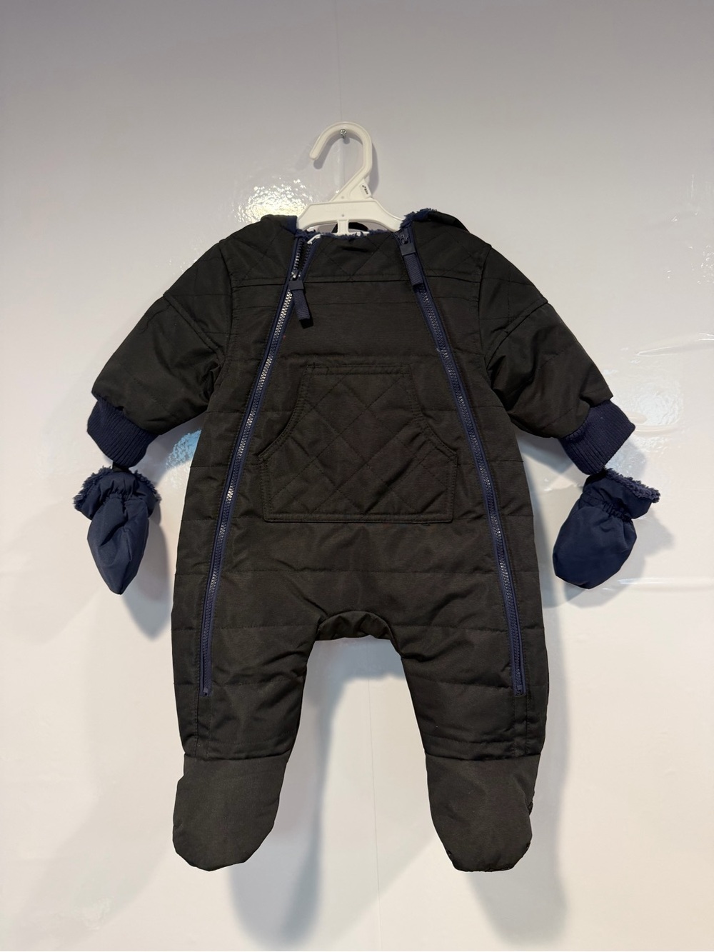 Infant Puffer Snowsuit with Mittens - Black and Navy NWT Urban Republic